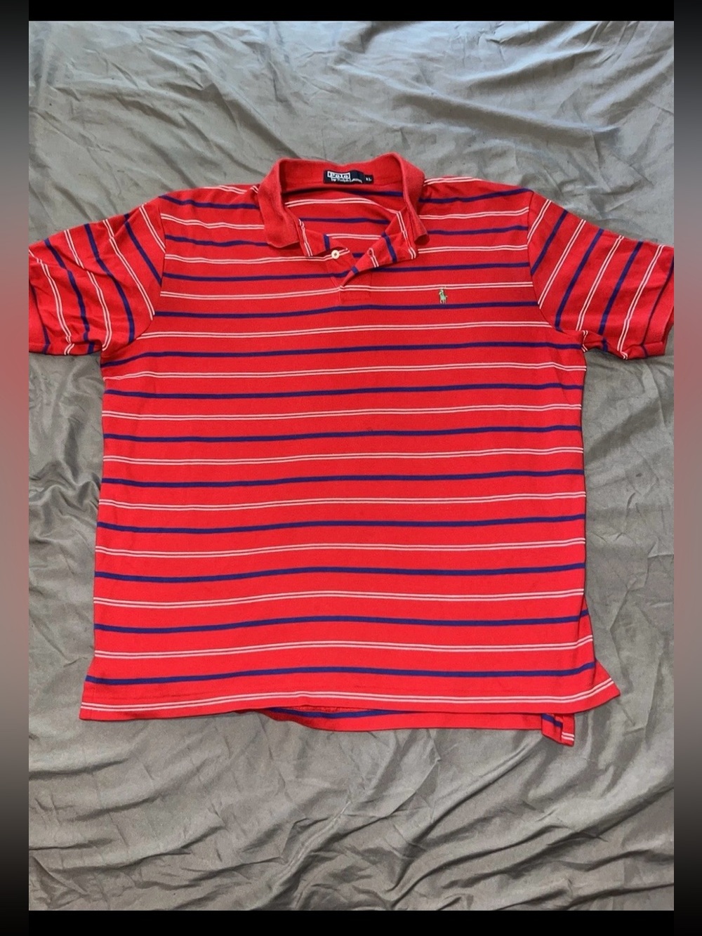 Polo by Ralph Lauren Red Striped Cotton Polo Shirt Men's Size XL